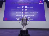 El trofeo de la Copa de la Reina frente a los emparejamientos de cuartos.