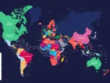 Mapa de trabajos soñados en cada país.