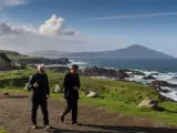 Martin McDonagh y Colin Farrell en el rodaje de 'Almas en pena de Inisherin'