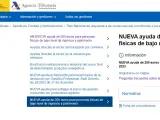 Web de la Agencia Tributaria para solicitar el cheque de 200 euros.