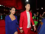 Cristiano Ronaldo y Georgina Rodríguez en un photocall.