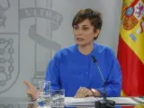 La ministra de Política Territorial y portavoz del Gobierno, Isabel Rodríguez durante la rueda de prensa posterior a la reunión del Consejo de Ministros, este martes en el Palacio de La Moncloa.