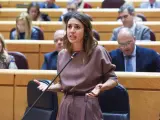La ministra de Igualdad, Irene Montero, interviene durante una sesión plenaria, en el Senado, a 8 de febrero de 2023, en Madrid (España).
