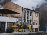 Vivienda en la que se produjo en incendio en Cangas, Asturias