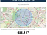 La web que muestra cuánta gente vive alrededor de un determinado punto en el mapa.
