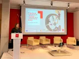 La consejera de Cultura, Turismo y Deporte de la Comunidad de Madrid, Marta Rivera de la Cruz, este lunes presentando las nuevas ayudas culturales.