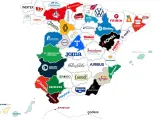 Mapa de empresas más importantes por provincia.