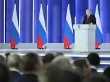 El Presidente ruso, Vladimir Putin, durante el discurso anual de este martes.