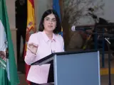 La ministra de Sanidad, Carolina Darias atiende a los medios tras la visita a 23 de febrero de 2023 en Sevilla.