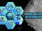 Ilustración de los tipos de moléculas orgánicas encontradas en el asteroide Ryugu.