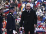 El presidente ruso, Vladimir Putin, a su llegada al concierto 'Gloria a los Defensores de la Patria' en Moscú, el pasado 22 de febrero.