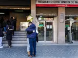 Entrada del Registro Civil de la calle Pradillo, a 2 de marzo de 2023, en Madrid (España).