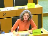 La europarlamentaria de Ciudadanos, Maite Pagazaurtundua, interviene en el Parlamento Europeo.