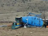 El helicóptero de la DGT, tras el accidente.