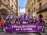 Concentraci&oacute;n de los sindicatos UGT y CCOO en Salamanca en 08/03/2022.
