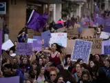 Manifestación en celebración del 8M en Barcelona.