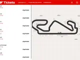 Web de venta de entradas para el GP de España con todas las localidades agotadas para todo el fin de semana.