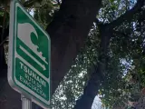 Una de las señales instaladas en Huelva para orientar a la población en caso de tsunami.