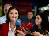 La candidata por el PSOE a la alcald&iacute;a de Madrid, Reyes Maroto, este domingo en declaraciones a los medios