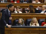 El presidente del Gobierno, Pedro Sánchez, este miércoles en el Congreso de los Diputados.