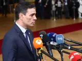 Pedro Sánchez, presidente del Gobierno, a su llegada al Consejo Europeo celebrado en Bruselas este jueves y este viernes.