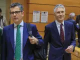 Los ministros de la Presidencia e Interior, Félix Bolaños y Fernando Grande-Marlaska, este martes en el Senado.