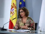 La ministra de Hacienda y Función Pública, María Jesús Montero, en una rueda de prensa posterior al Consejo de Ministros.