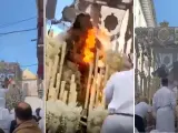 Imágenes del incendio de un paso de Semana Santa en Vélez-Málaga.