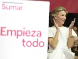 La líder de Sumar, Yolanda Díaz, en el acto del pasado domingo.