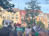 Rita Maestre, Mónica García, Carolina Elías, Álvaro Fernández e Íñigo Errejón en el primer acto de precampaña de Más Madrid