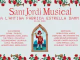Cartel del Sant Jordi Musical, que se celebrará el día de Sant Jordi en la Antiga Fàbrica Estrella Damm
