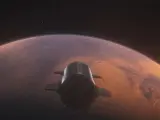 La nave y cohete Starship de la empresa aeroespacial de Musk es protagonista en el vídeo del hipotético viaje a Marte.