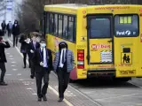 Imagen de 2021 de un autobús escolar en Halifax, Inglaterra.