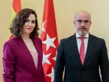 La presidenta de la Comunidad de Madrid, Isabel D&iacute;az Ayuso, junto al delegado del Gobierno, Francisco Mart&iacute;n, en la Real Casa de Correos.