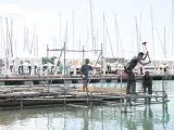Más de 180 personas construyen el recinto ferial del Palma International Boat Show