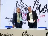 Los secretarios generales de UGT, Pepe Álvarez (izda.) y de CC OO, Unai Sordo (dcha.).