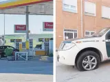 Gasolinera de Villagonzalo Pedernales (Burgos) donde se produjo el tiroteo y un vehículo de la Guardia Civil tras los disparos.