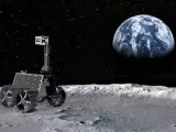Representación del rover Rashid en la Luna.