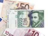 Ejemplar de un billete de 1.000 pesetas.