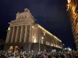 Protestas contra Ivan Geshev y Boyko Borissov en Sofía en 2020.