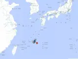 Localización de los temblores registrados en Okinawa (Japón) el 1 de mayo de 2023.