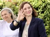 La presidenta de la Comunidad de Madrid y candidata del PP a la reelección, Isabel Díaz Ayuso, este miércoles durante un acto electoral en Aranjuez.
