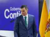 El presidente del Gobierno, Pedro Sánchez, este jueves en Moncloa.