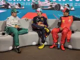 Alonso, Pérez y Sainz, en rueda de prensa.