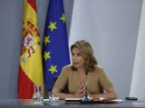 La ministra de Transportes, Movilidad y Agenda Urbana, Raquel Sánchez, en la rueda de prensa posterior al Consejo de Ministros