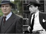 Liam Neeson en 'Marlowe' y Humphrey Bogart en 'El sueño eterno'.