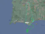 Recorrido del avión de Ryanair que salió de Faro con destino Reino Unido y tuvo que regresar tras detectar un fallo.
