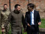 El presidente ucraniano, Volod&iacute;mir Zelenski, junto al primer ministro brit&aacute;nico, Rishi Sunak, en su visita a Londres.