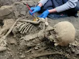 Dos esqueletos de habitantes de Pompeya