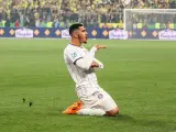 Zakaria Aboukhlal celebra su gol en la final de la Copa de Francia.